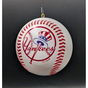 Yankees Baseball Ball Christmas Ornament Topperscot White Red 2.5"